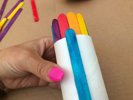 Popsicle Stick Desktop Organizer - glue full size sticks to the outside of the tube