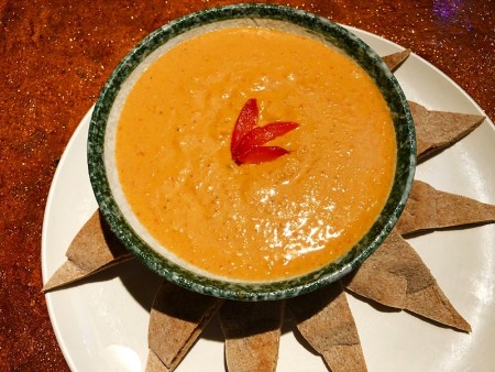 Roasted Red Pepper and Habanero Hummus in bowl