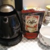A coffee brewing station at home.
