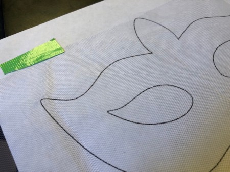 Tulle Masquerade Mask - tape tulle to either parchment paper or clear wax paper that is over the template