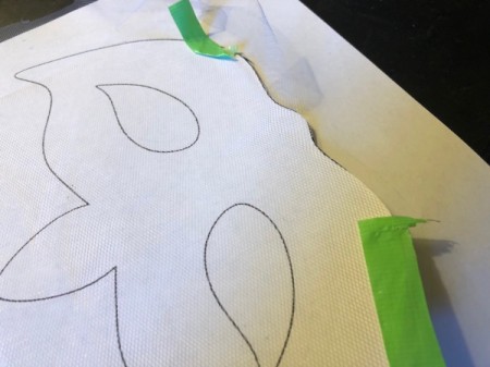Tulle Masquerade Mask - move the tape while cutting to keep tulle in place