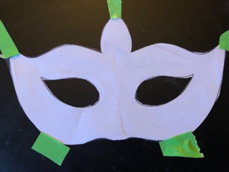 Tulle Masquerade Mask - tape layers to work surface