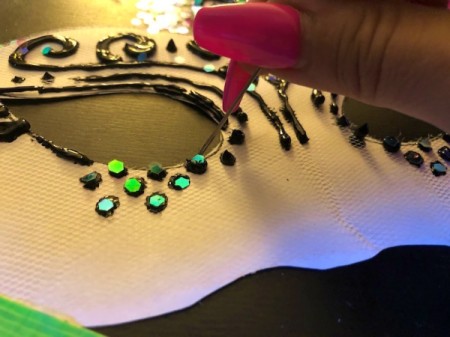 Tulle Masquerade Mask - use a pin to place larger pieces to gleu in place or simply dust with fine glitter