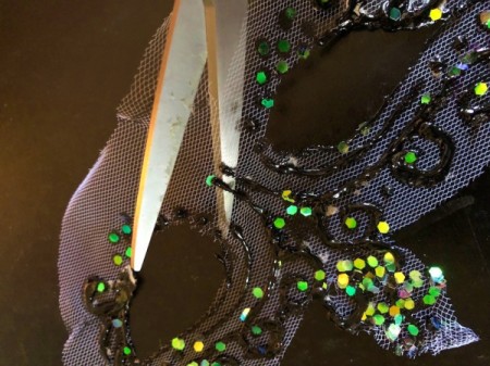 Tulle Masquerade Mask - peel tulle from the paper and trim
