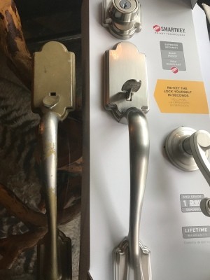 An old and new door hardware.
