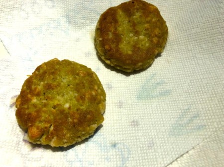 Pesto Chicken Potato Patties on paper towel