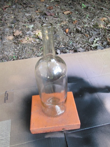 Jack-'o-Lantern Painted Wine Bottles - bottle after removing the label