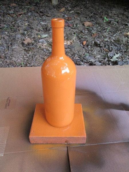 Jack-'o-Lantern Painted Wine Bottles - spray painted bottle