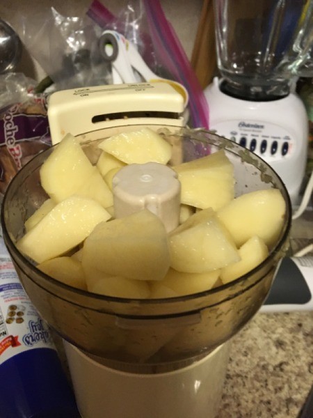 potatoes added to food processor