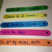 Exercise Jar - write the exercise on each stick add a dot or line to one end