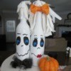 My Mr.& Mrs. Ghost Couple - ghost couple sitting on a plate with a mini pumpkin