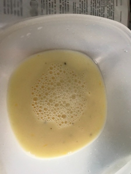 whisked eggs in bowl