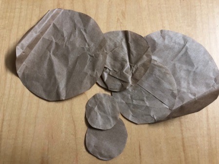 Monogram Initial Sign - cut out circles of brown paper