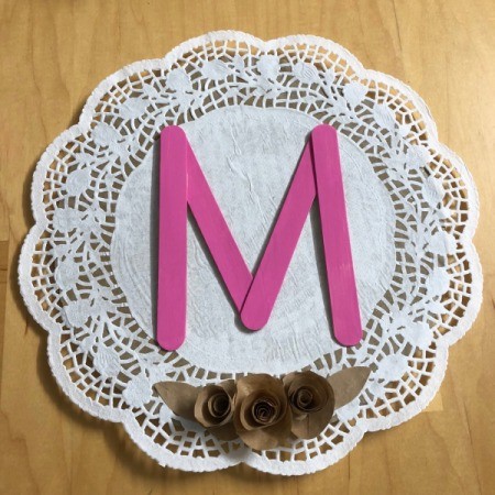 Monogram Initial Sign - finished sign with initial and floral decorations glued down