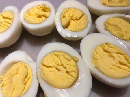 Eggs cut in half