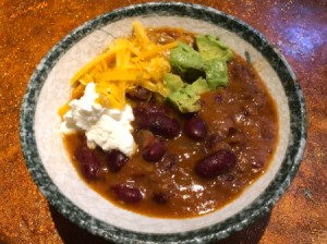 Vegetarian Kidney Bean Chili in bowl