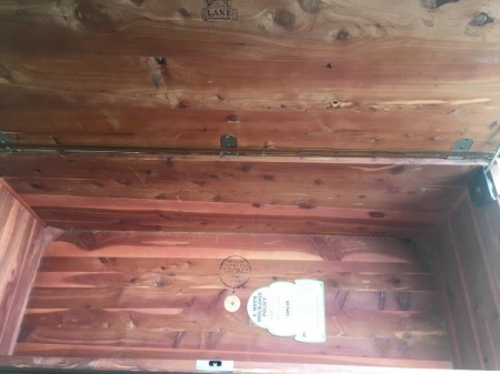 The inside of a Lane cedar chest.