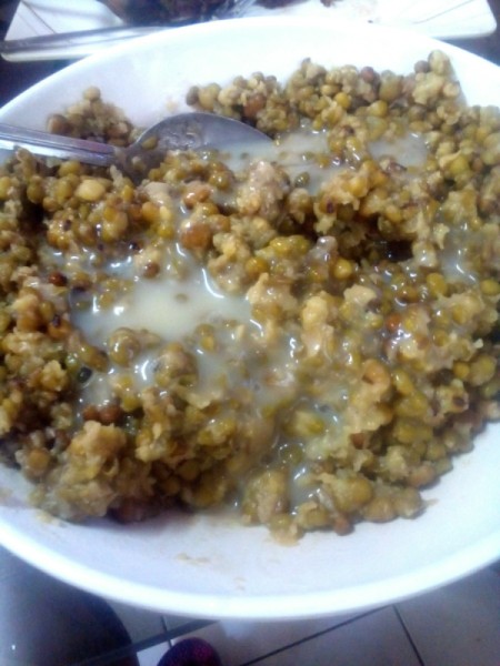 adding condensed milk to Mung Beans
