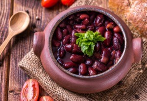 Red Beans in a clay pot.