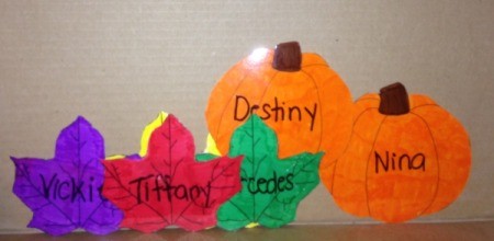 Autumn Decor for Your Refrigerator - write names on leaves and pumpkins