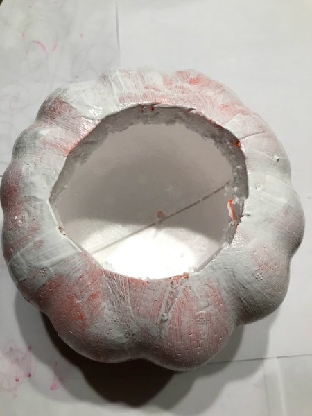 Succulent Pumpkin Planter - first coat