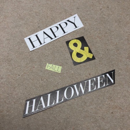 Fall and Halloween Card - cut out words from the magazine for the front of the card