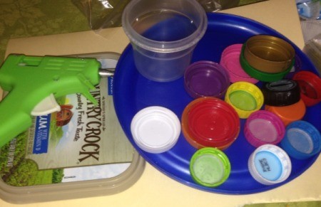 Repurpose Old Food and Storage Lids for Paint Palettes - supplies