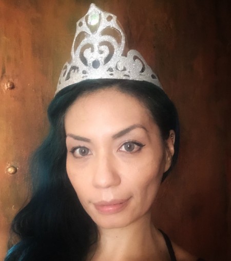 Plastic Bottle Tiara - final tiara on head