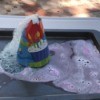 Party Hat Volcano Experiment for Kids - erupted volcano