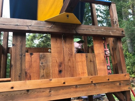 Refinishing a Wooden Playground - disassembling and replacing boards on one wall
