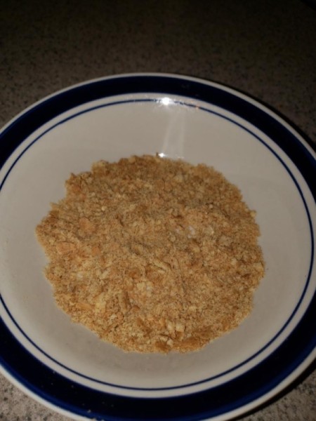 graham cracker crumbs pressed in bottom of bowl