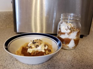 dessert in serving bowl and jar