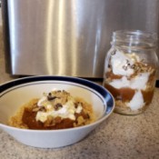 dessert in serving bowl and jar