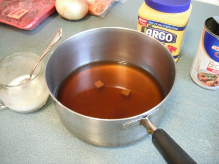 broth in sauce pan