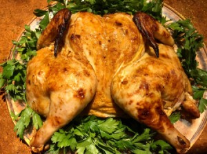 Lebanese Roast Chicken on bed of parsley