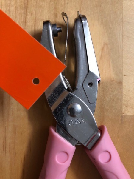 Pumpkin Garland - punch a small hole at the top and bottom of the strips