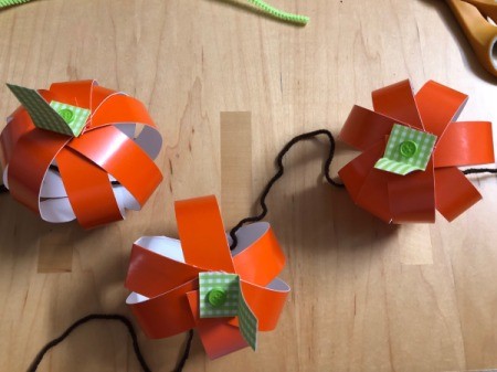 Pumpkin Garland - making garland