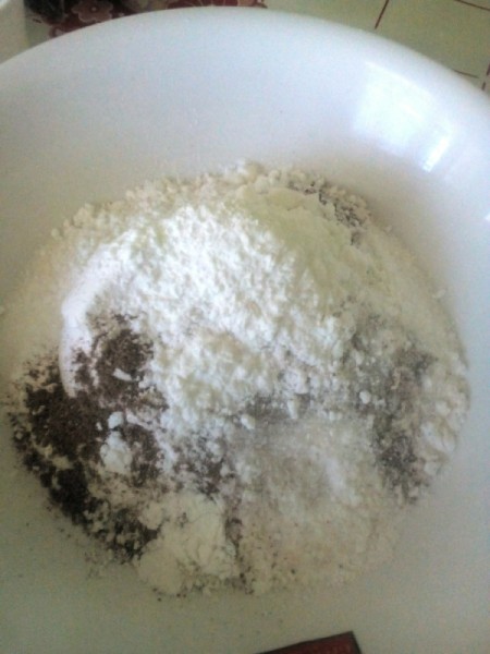 mixing batter dry ingredients