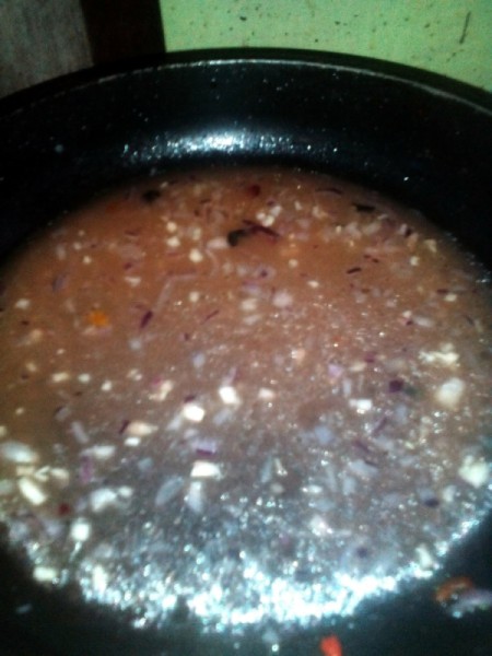 Kwek-kwek sauce in pan