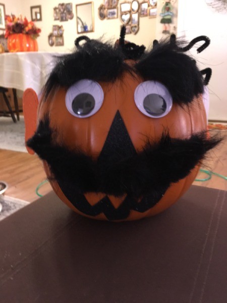 Easy Pumpkin Decorating - pumpkin with fur mustache