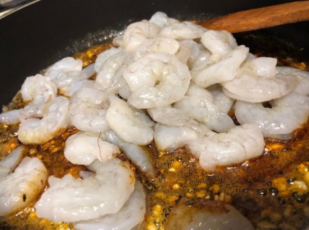 shrimp added to spiced butter