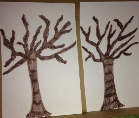 Q-Tip Painted Fall Trees - color with a marker or paint, allow to dry