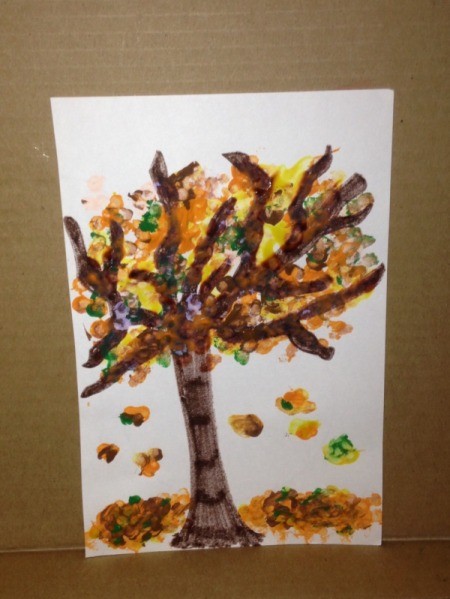 Q-Tip Painted Fall Trees | ThriftyFun