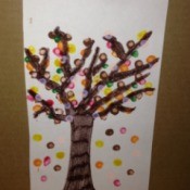 Q-Tip Painted Fall Trees - tree with falling leaves