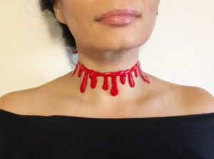 Bloody Choker Necklace - necklace in woman's neck