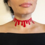 Bloody Choker Necklace - necklace in woman's neck