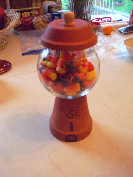 Gumdrop Machine Decoration or Party Centerpiece - sit saucer on top of bowl as a lid