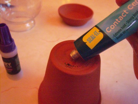 Gumdrop Machine Decoration or Party Centerpiece - add glue to bottom of pot