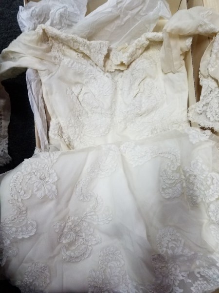 Whitening a Yellowed Wedding Dress - bodice of the dress