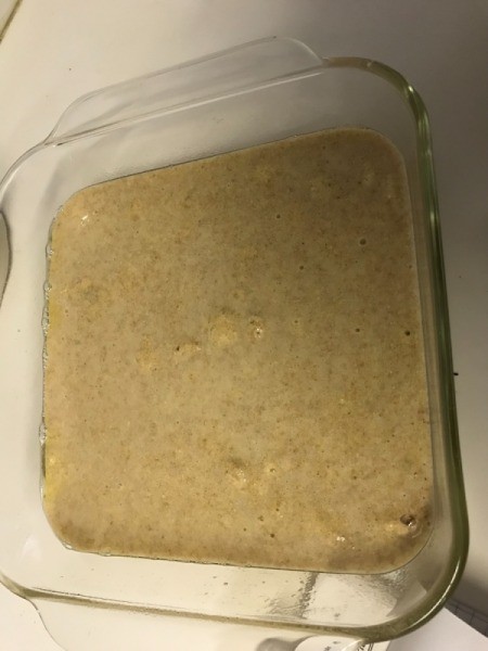 patter poured in glass baking dish